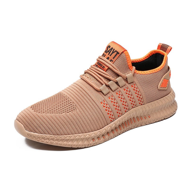 Men's Tan Knit Mesh Sneakers